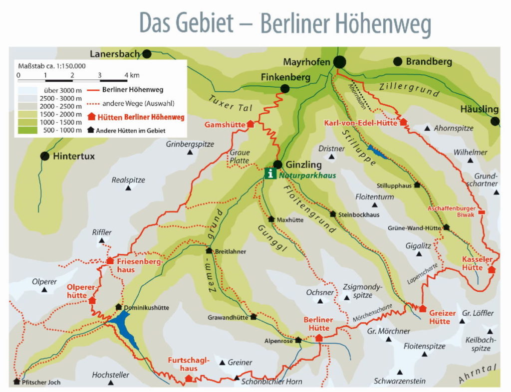 Berliner Höhenweg Karte, © DAV (Zillertaler Arbeitskreis)