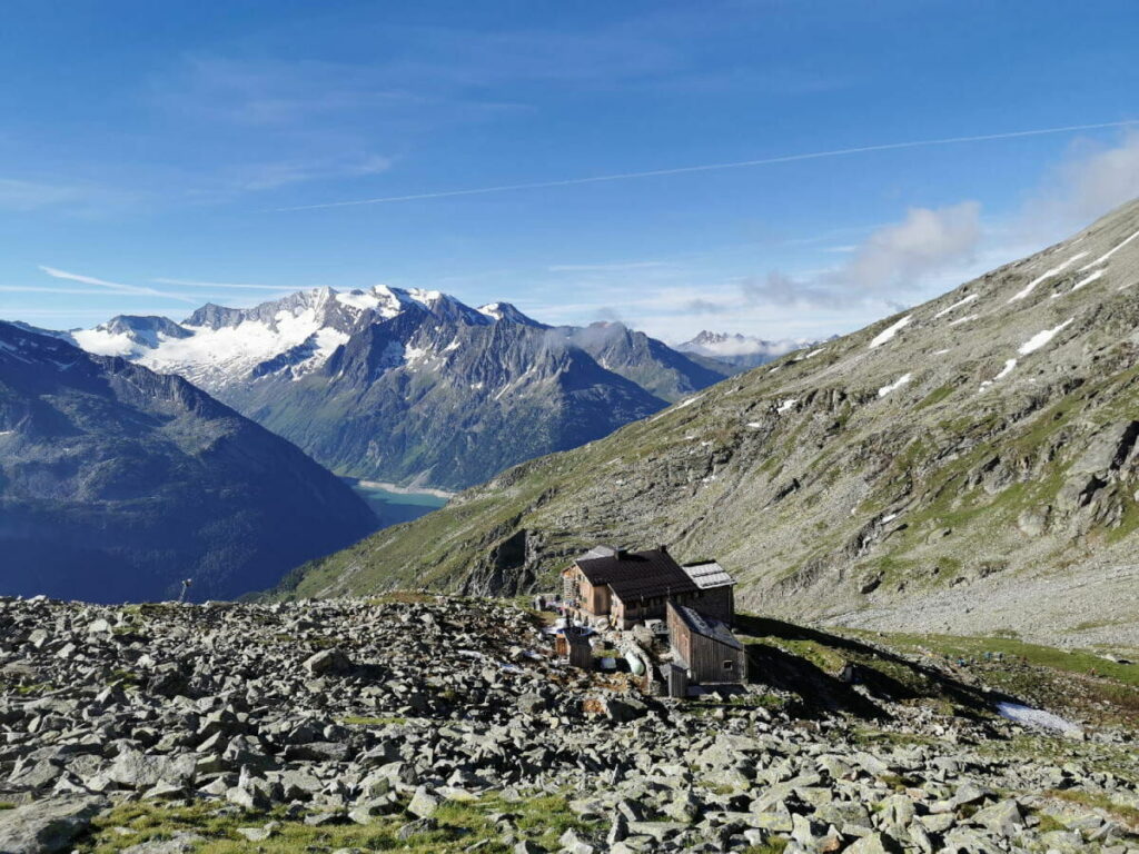 Ausblick auf die Zillertaler Alpen bei meiner Schlegeisspeicher Wanderung
