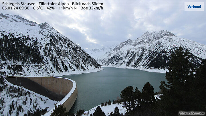 Schlegeisspeicher Winter - per Webcam erlebbar